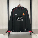 camisa-camiseta-manga-longa-manchester-united-nike-aig-versao-versao-torcedor-cr7-cristiano-ronaldo-masculina-07-08-away-fora-ii-secundaria-2-vermelha-preta-preto-retro-retro-vermelho